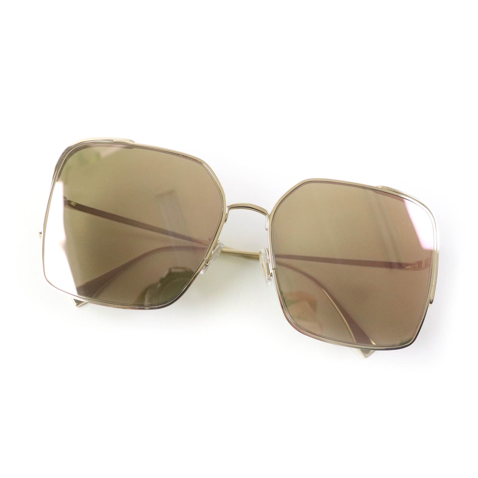 Fendi FF Logo Square Mirror Sunglasses Gold