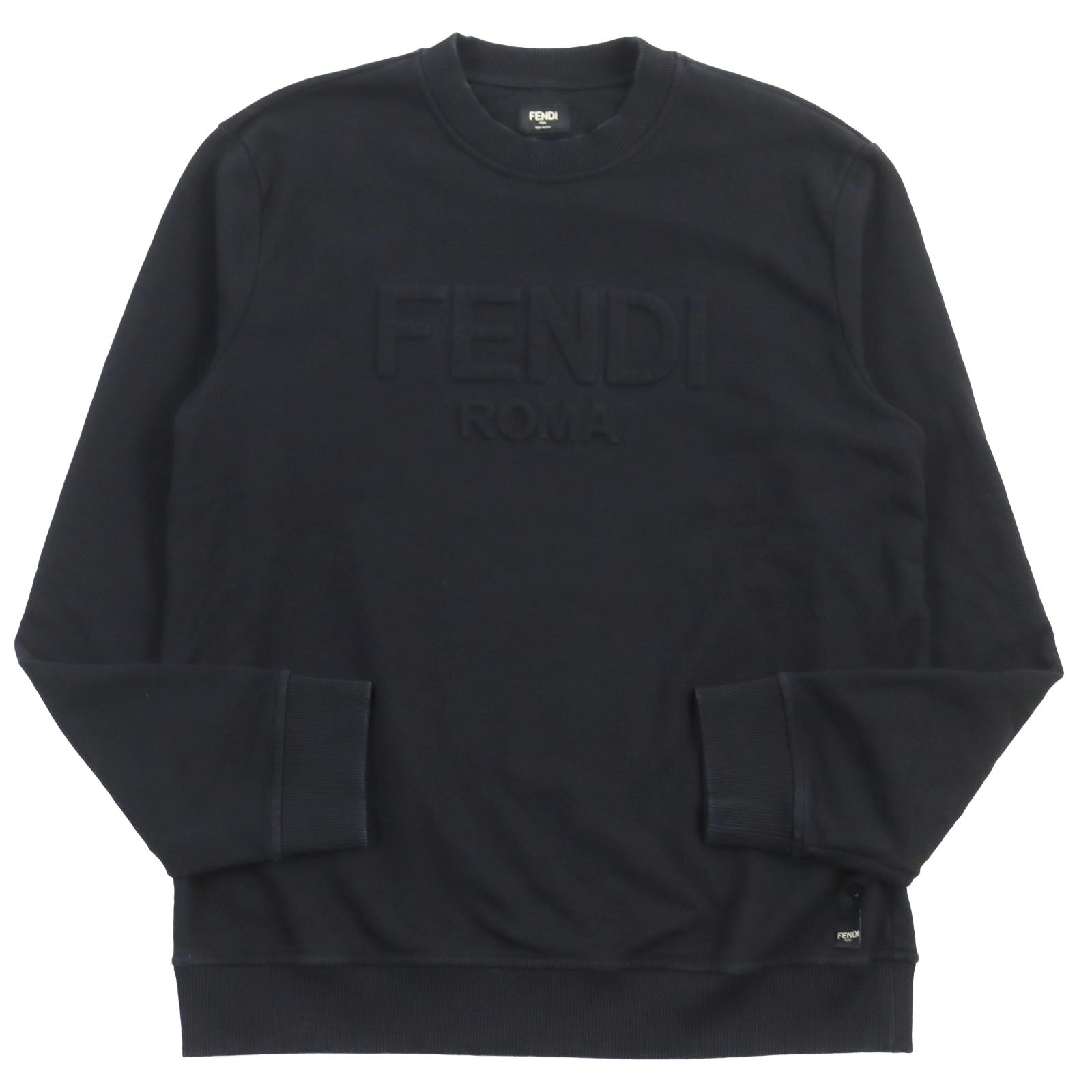 Fendi Cotton Logo Crew Neck Sweatshirt Black XL