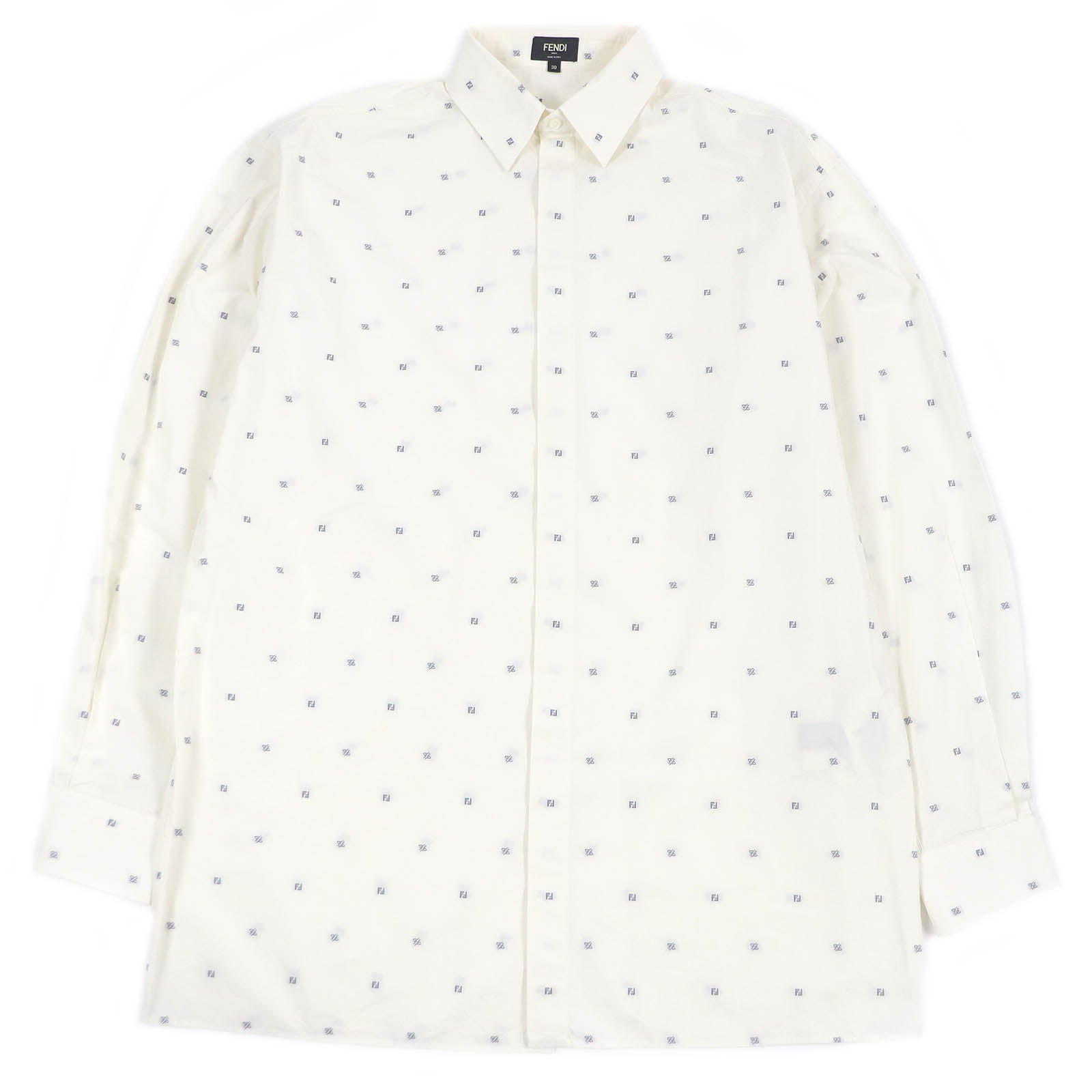 Fendi Cotton Silk FF Logo Long Sleeve Shirt