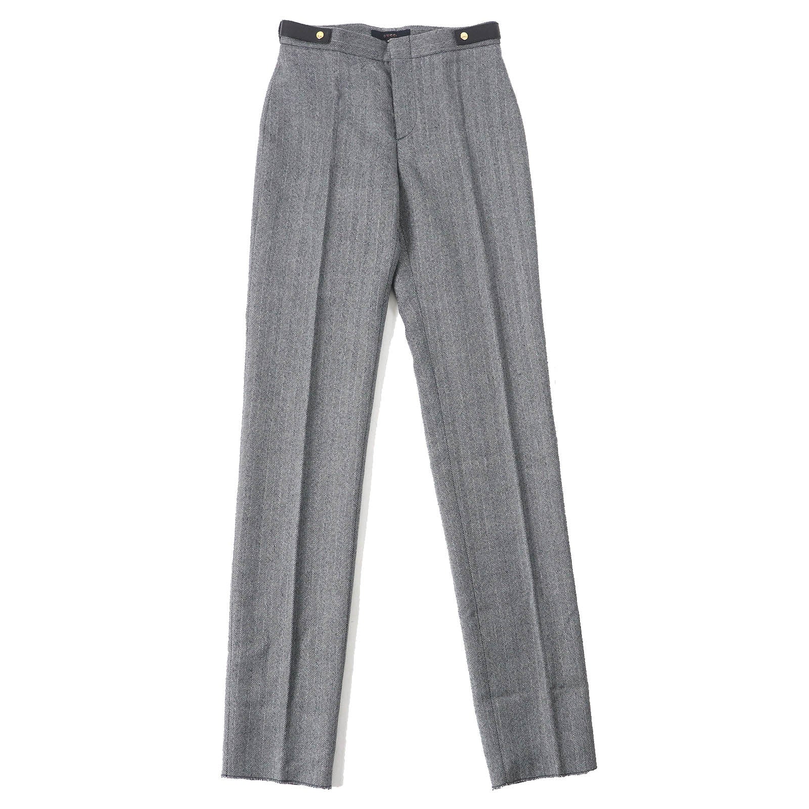GUCCI Vintage Wool Herringbone Slacks with Belt