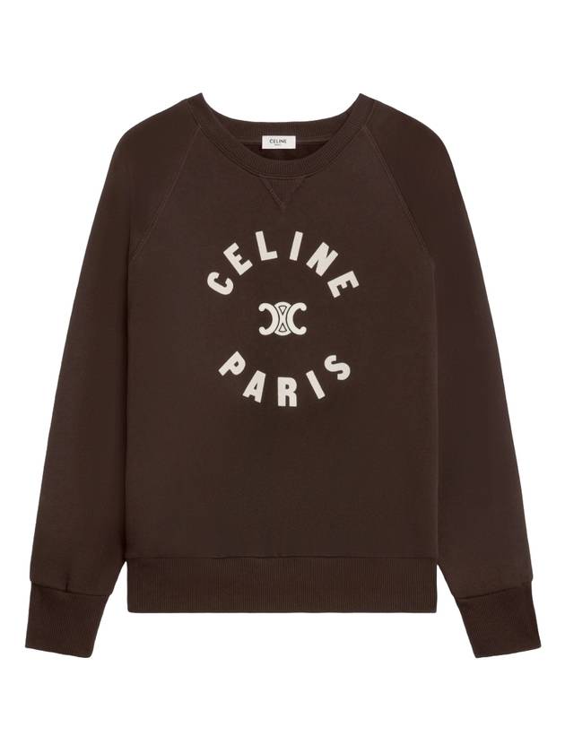 CELINE Triomphe Cotton Fleece Sweatshirt Kakao
