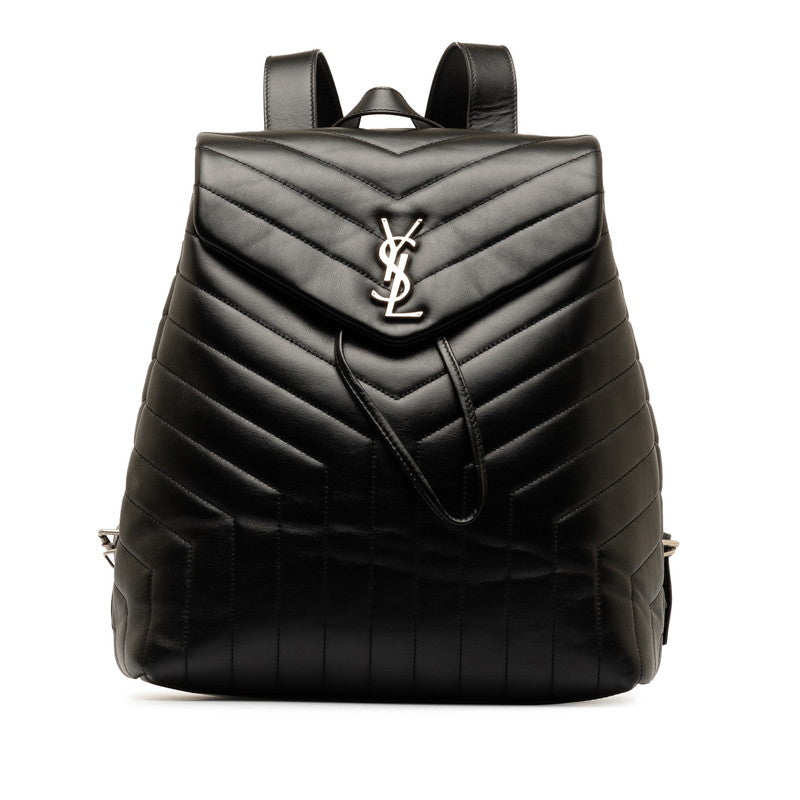 San Laurent Monogram Rule Medium Lock Backpack 487219 Black Leather Saint Laurent