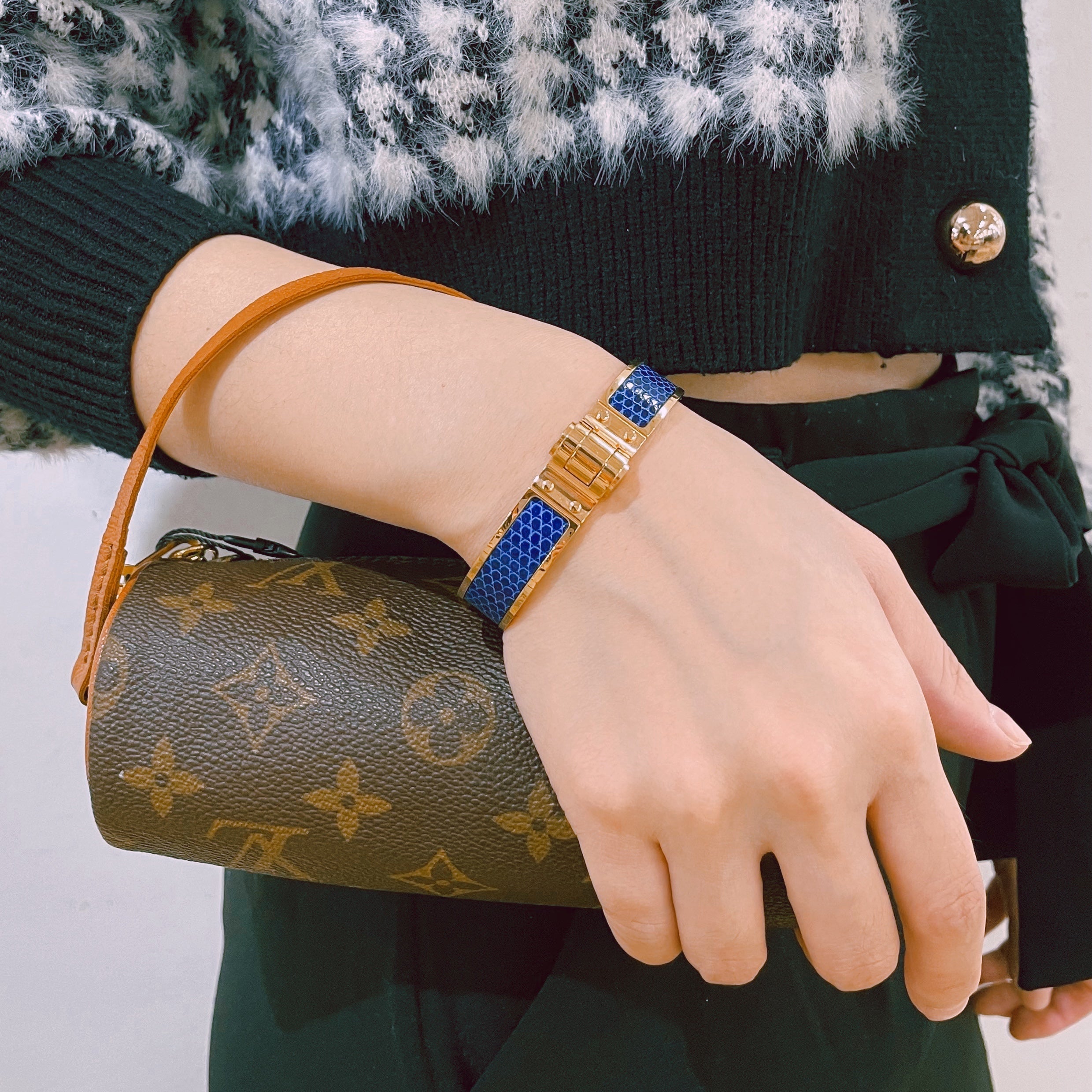 Hermes lizard hinged bracelet