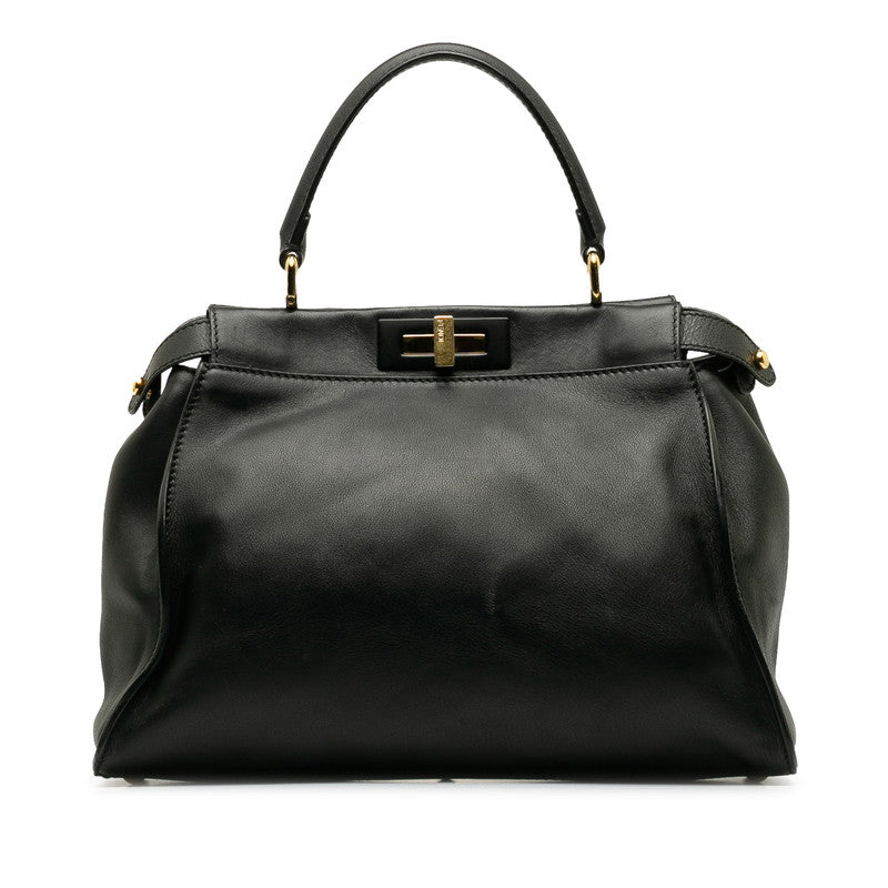 Fendi Peekaboo Icy Yu Medium Handbag 8BN321 Black Leather Fendi