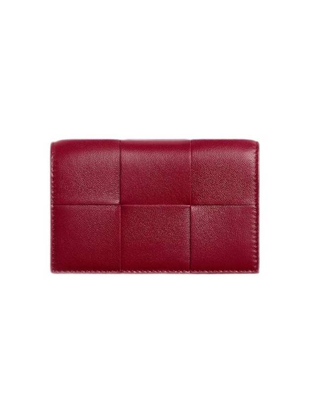 Bottega Veneta Cassette Business Card Wallet Dark Red