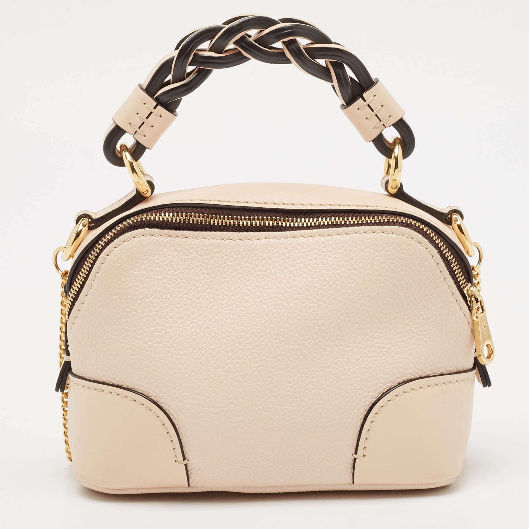 Chloe Beige Leather Mini Daria Chain Bag