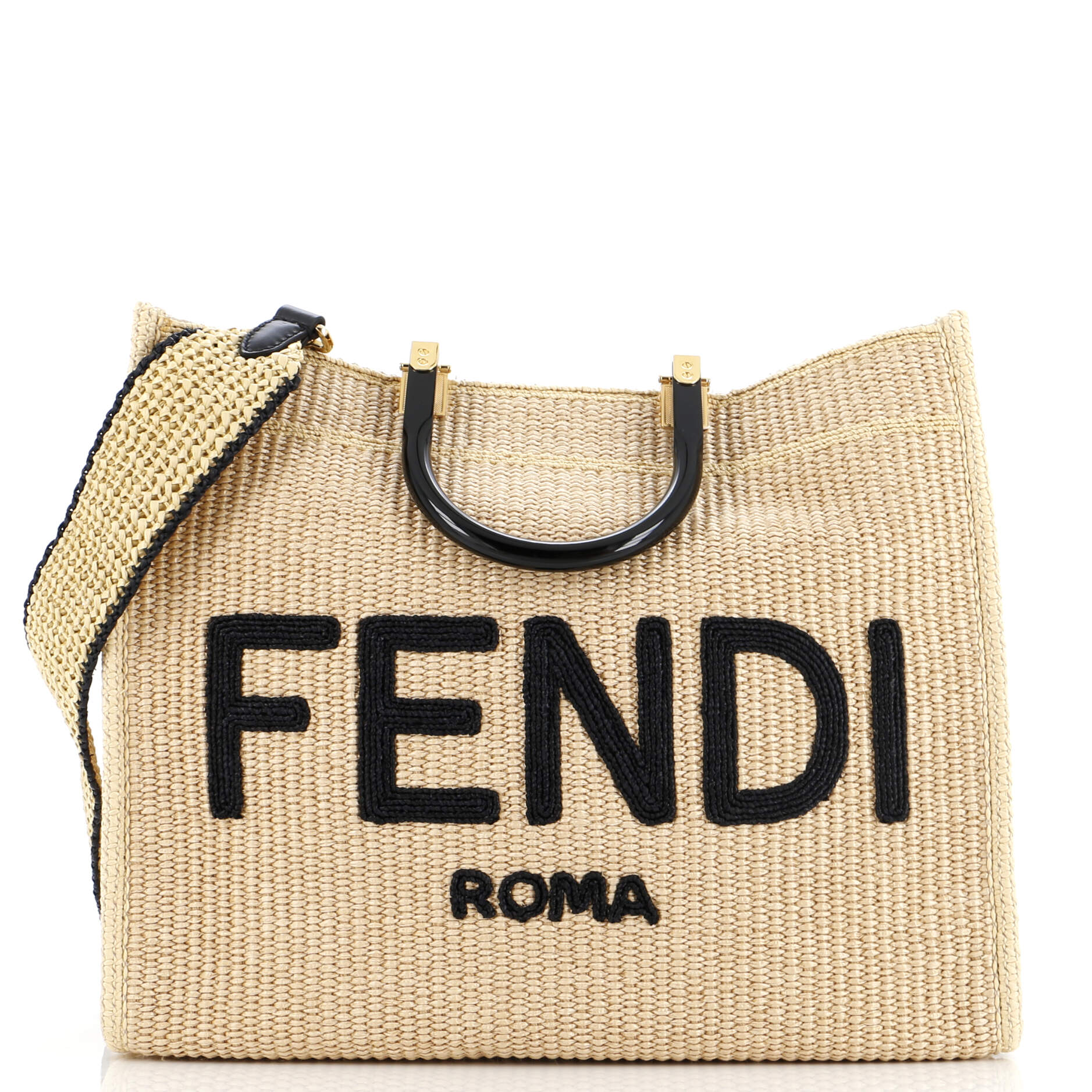 FENDI Sunshine Shopper Tote Woven Raffia Medium