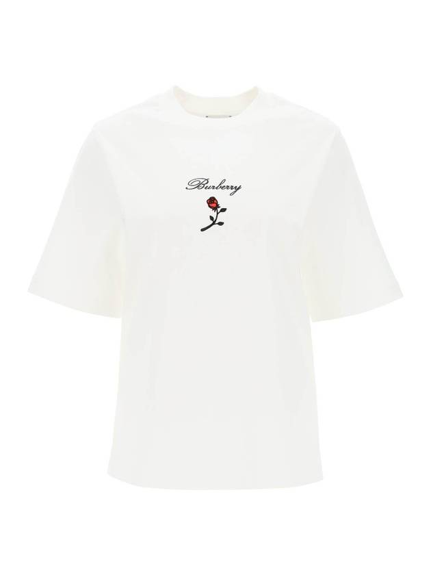 Burberry 24 ss T-shirt WITH Embroid Flock Rose 8083647 B7264 B0230979125