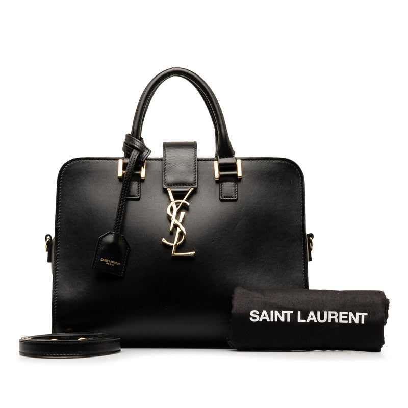 Saint Laurent Monogram Cabas Handbag 2WAY 568853 Black Leather Saint Laurent