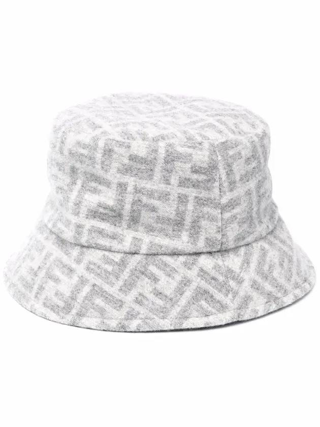 Fendi FF Jacquard Wool Silk Bucket Hat Grey