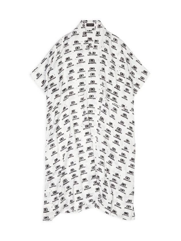 Balenciaga All-Over Logo Print Silk Midi Dress White