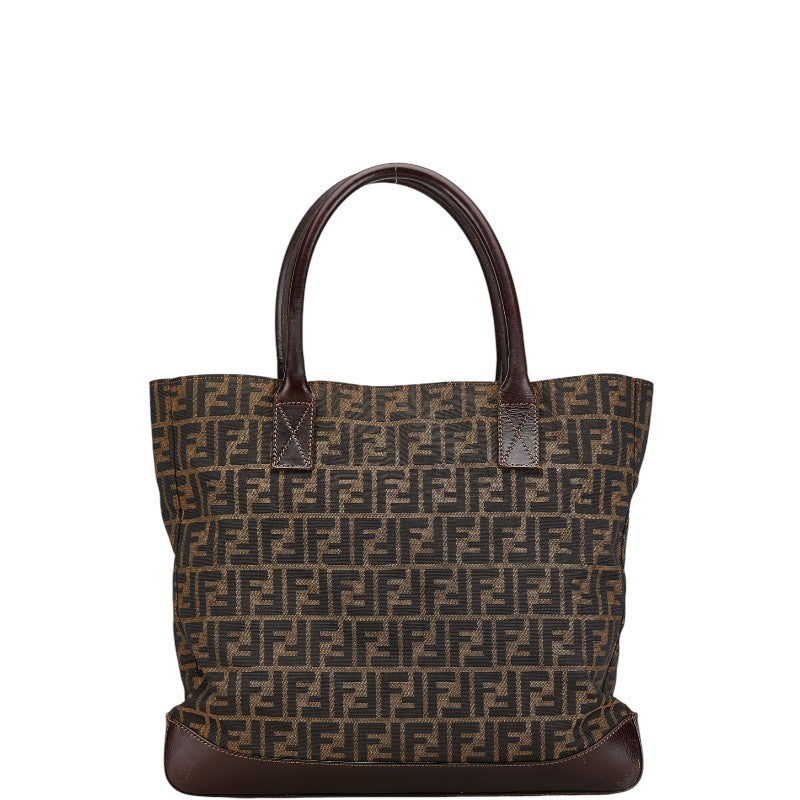 Fendi Zucca Canvas Leather Tote Shoulder Bag