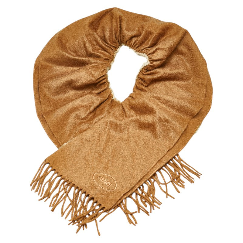Fendi Fringe Cashmere Fur Scarf Brown