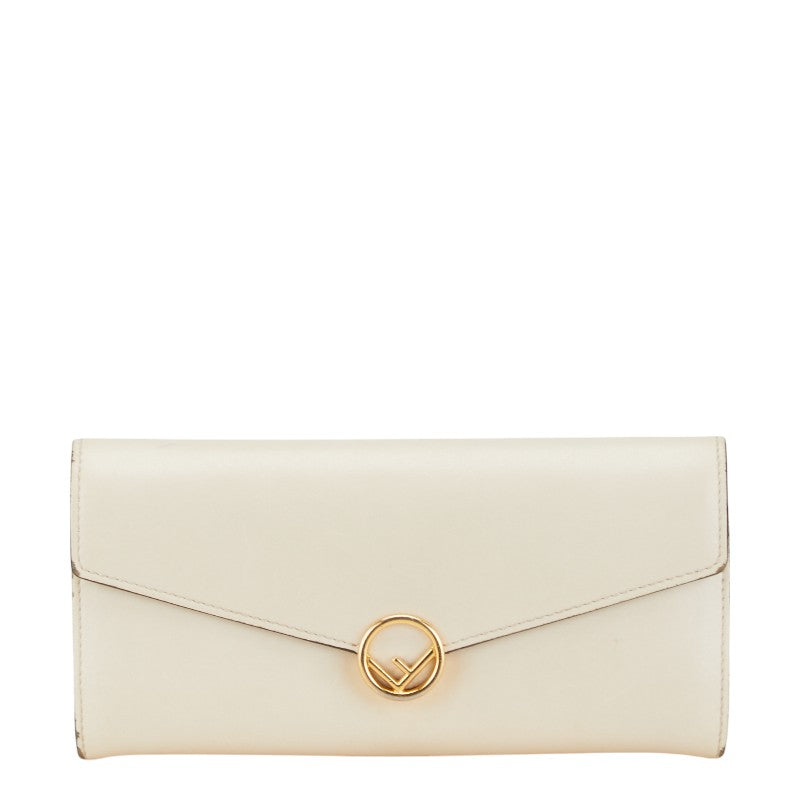 Fendi Leather Long Wallet Beige