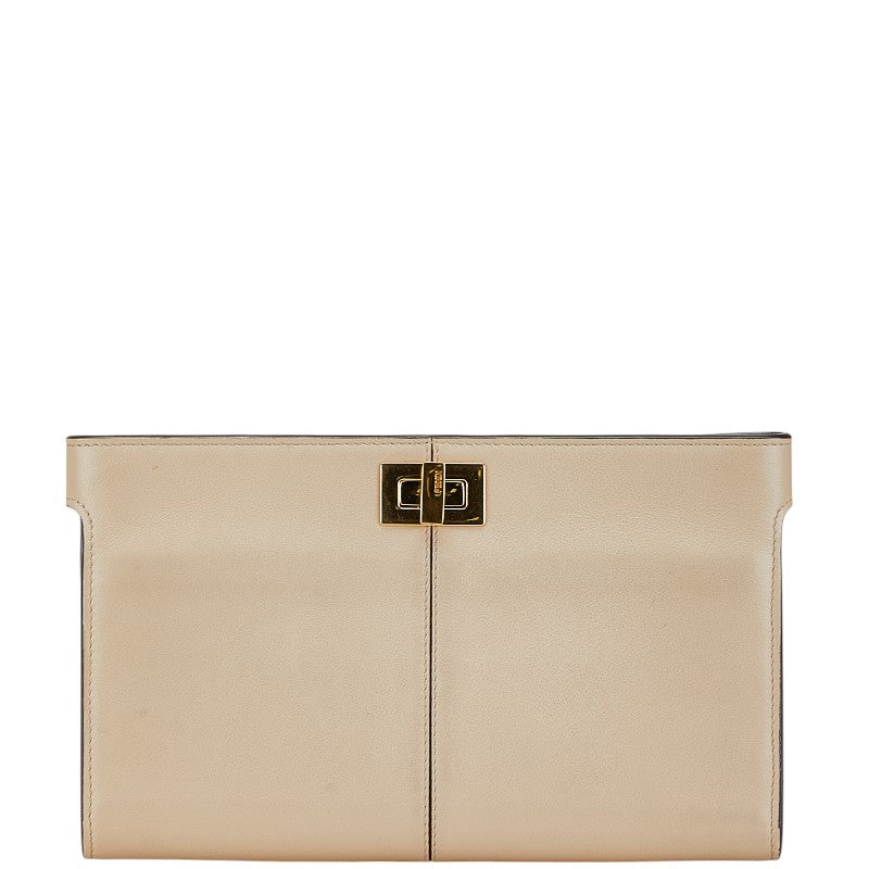Fendi Peekaboo Long Wallet Beige Leather