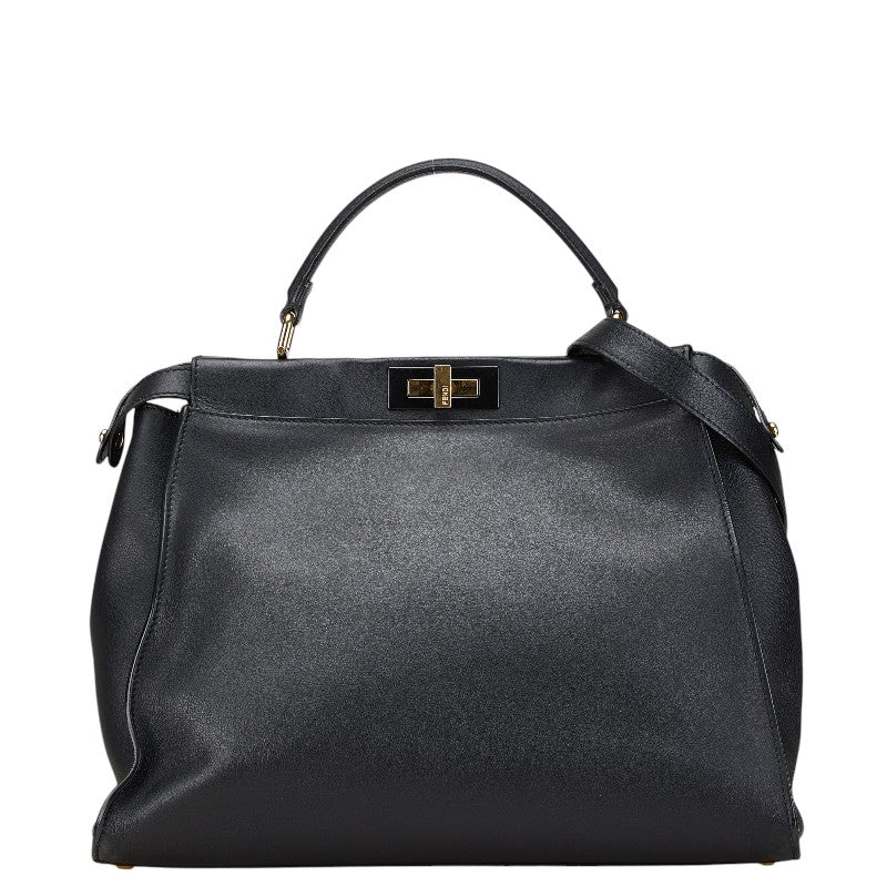 Fendi Peekaboo Leather Handbag 2WAY Black