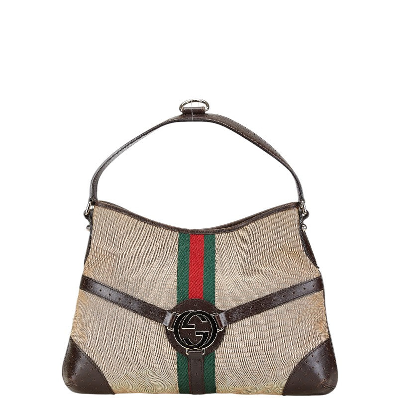 Gucci Interlocking G Sherry Line Canvas Leather Shoulder Bag