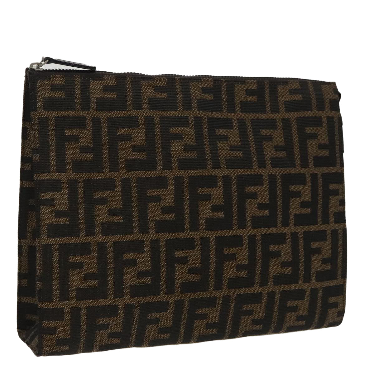 FENDI Zucca Canvas Clutch Bag Brown Black100167
