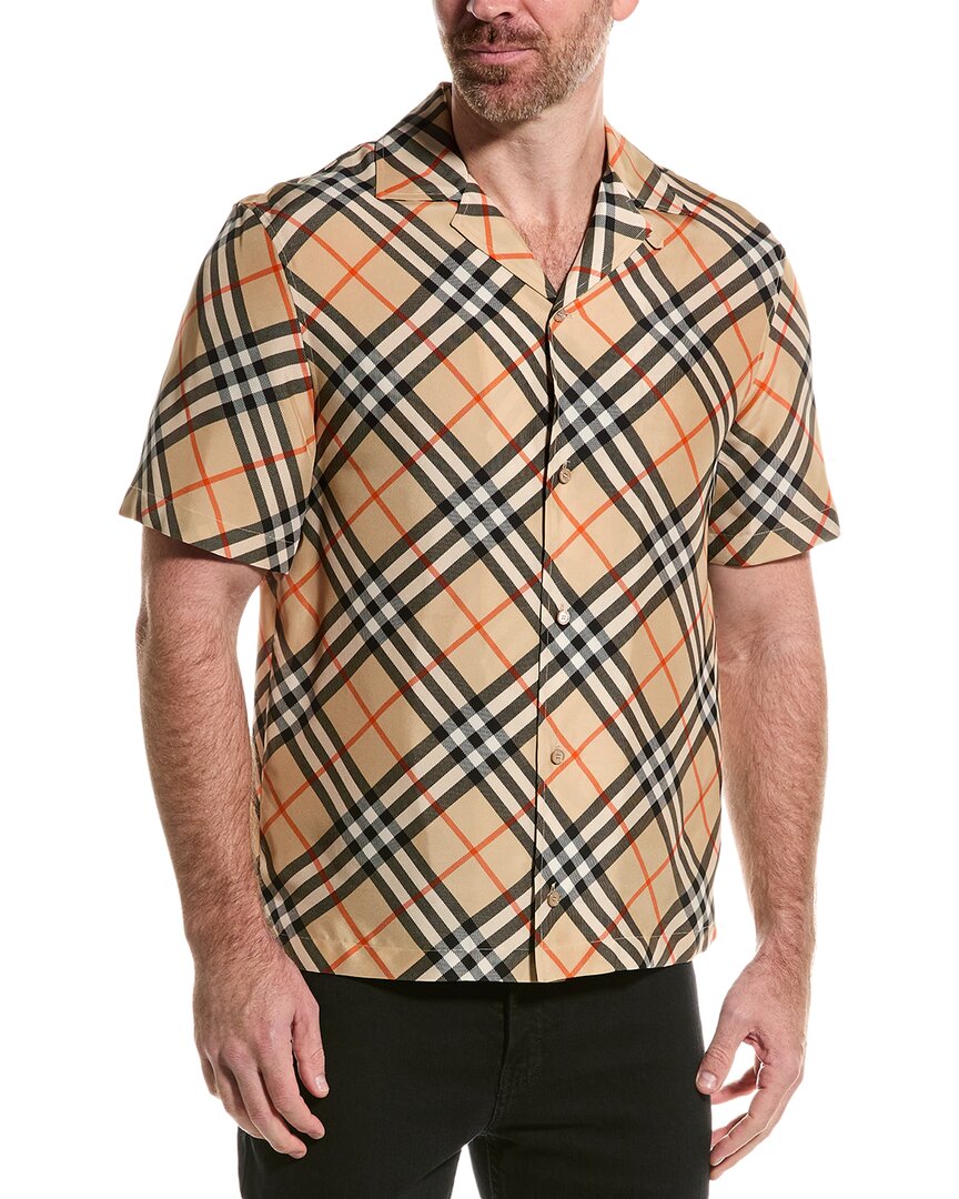 Burberry Check Oversized Silk Shirt