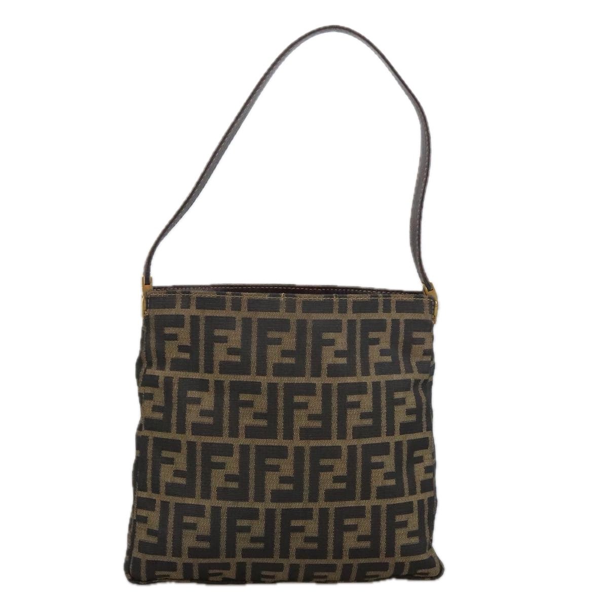 FENDI Zucca Canvas Shoulder Bag Brown Black101147