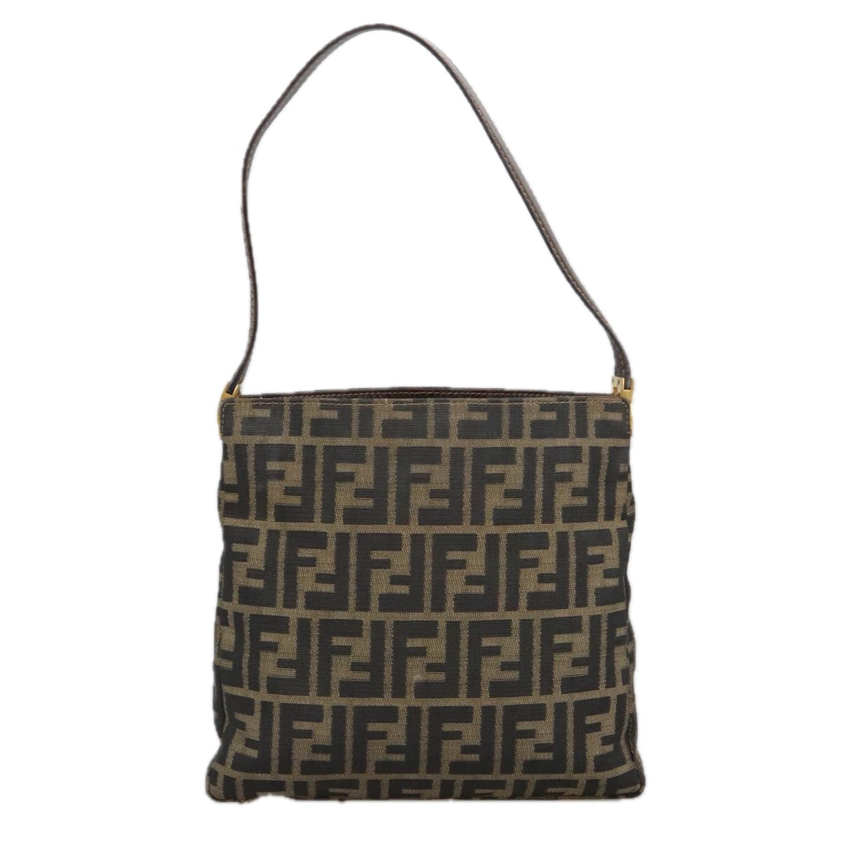 FENDI Zucca Canvas Shoulder Bag Brown Black101147