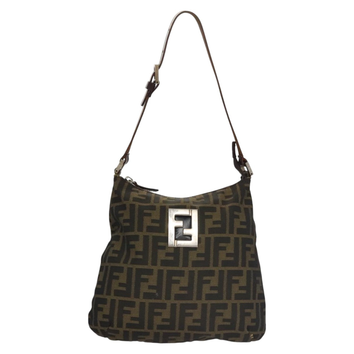 FENDI Zucca Canvas Shoulder Bag Brown Black103542