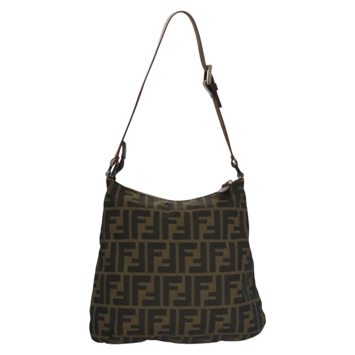 FENDI Zucca Canvas Shoulder Bag Brown Black103542