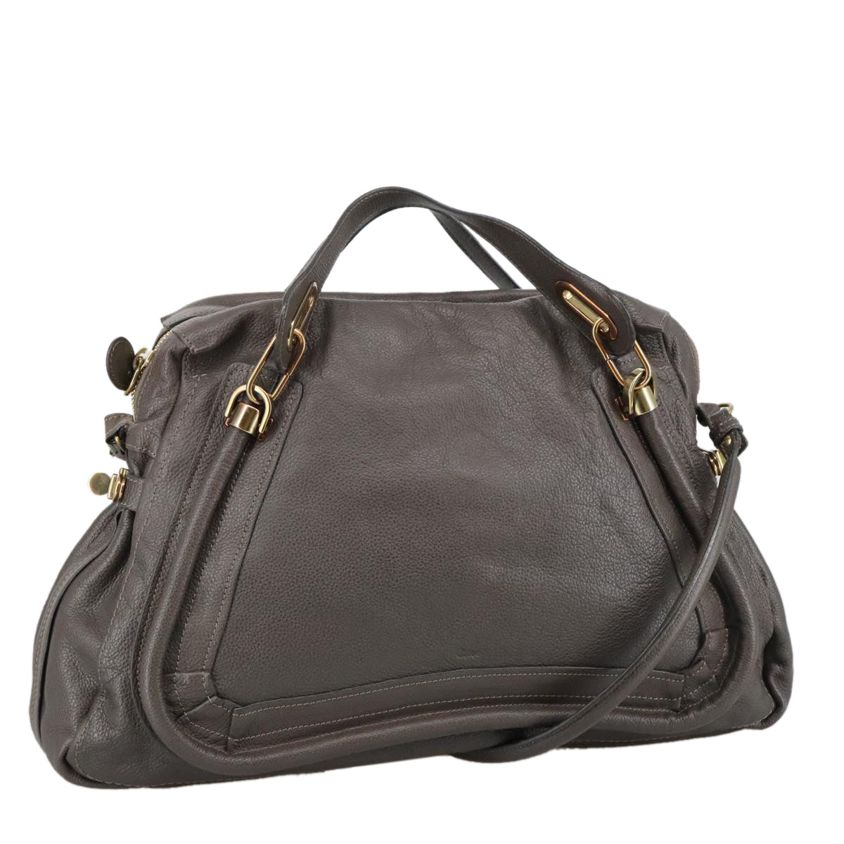 Chloe Paraty Shoulder Bag Leather Brown Gold 103875