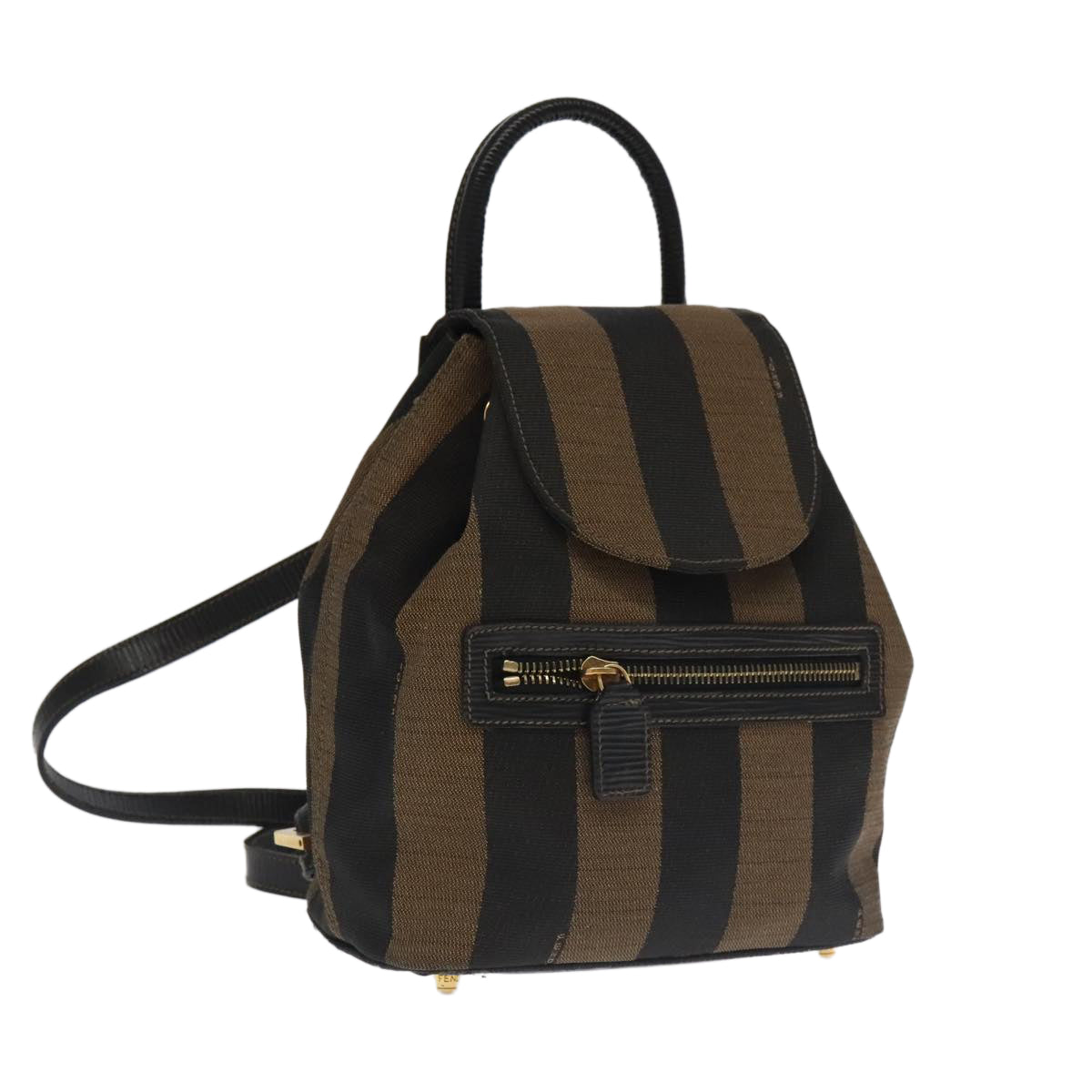 FENDI Pecan Canvas Backpack Beige Black Gold106338