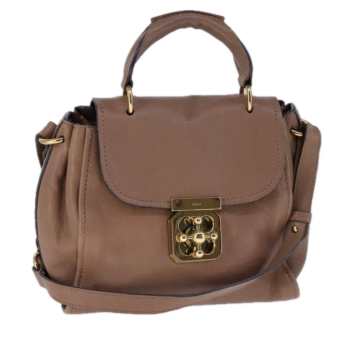 Chloe Elsie Shoulder Bag Leather Beige 106618