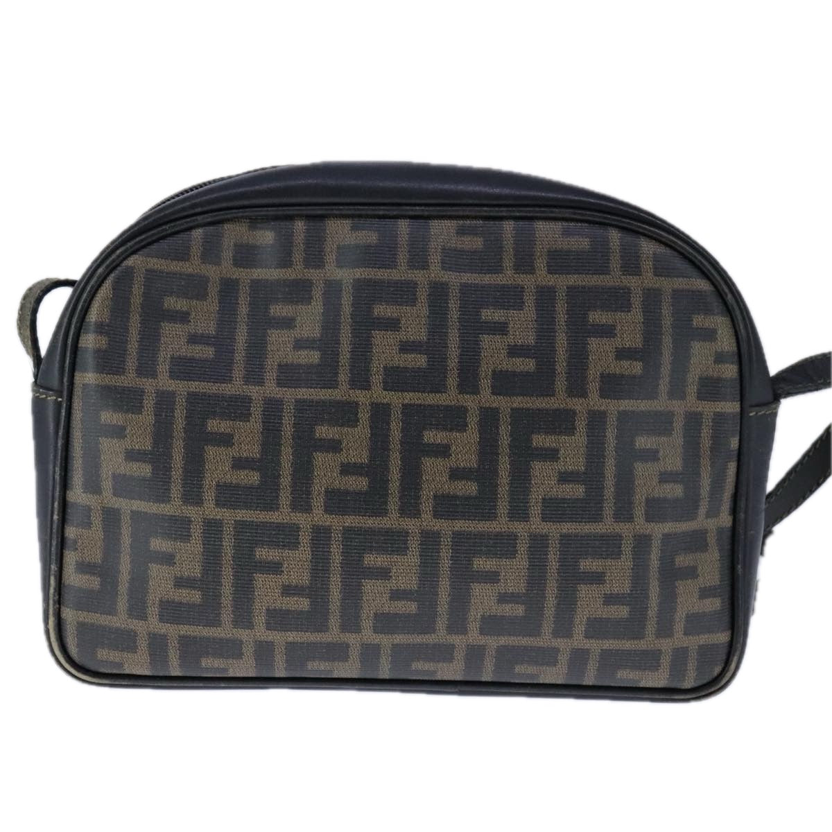 FENDI Zucca Canvas Shoulder Bag PVC Khaki Black Gold106832