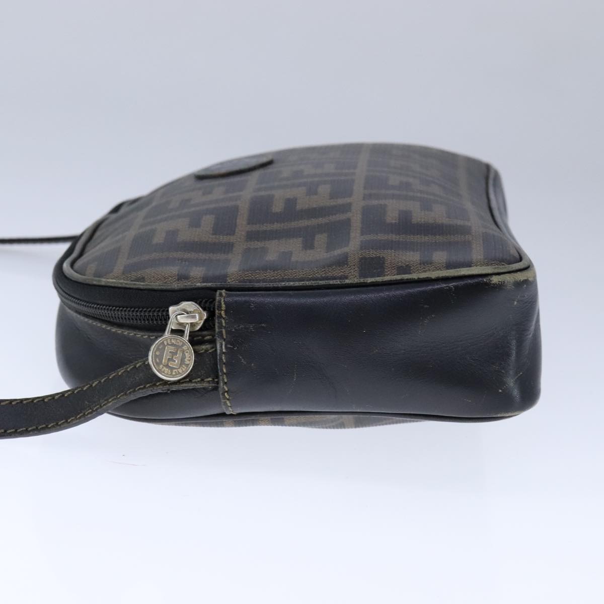 FENDI Zucca Canvas Shoulder Bag PVC Khaki Black Gold106832