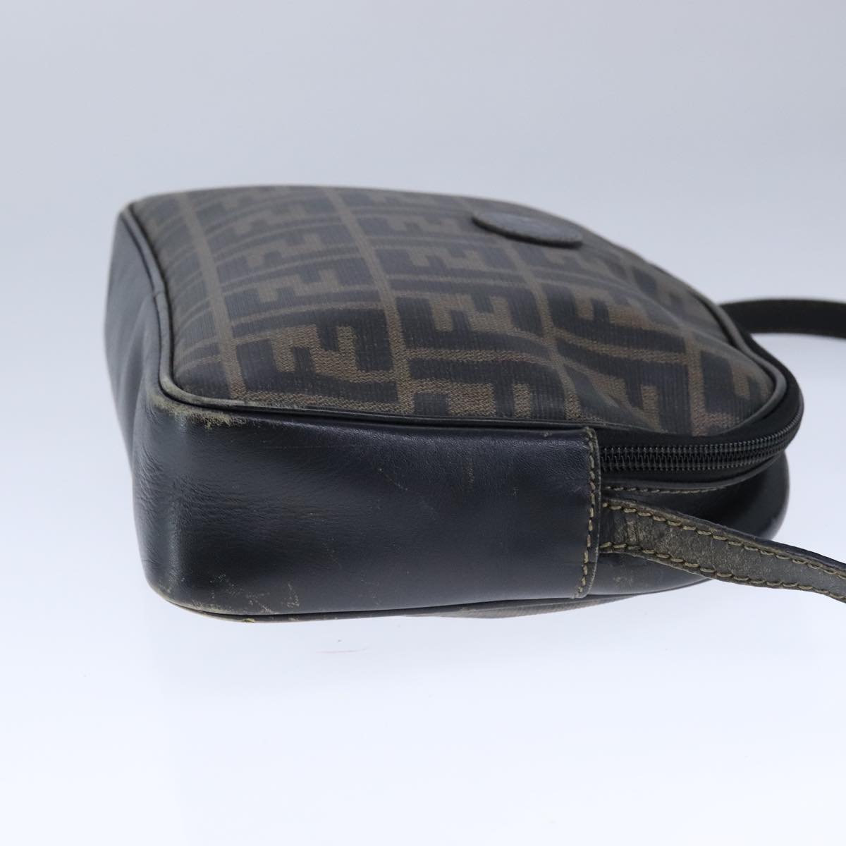FENDI Zucca Canvas Shoulder Bag PVC Khaki Black Gold106832