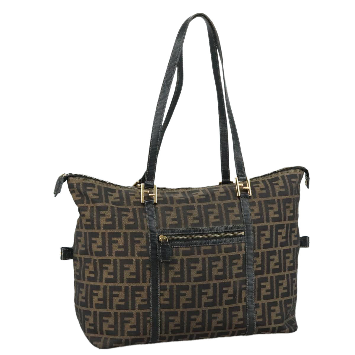 FENDI Zucca Canvas Shoulder Bag Brown Black106963