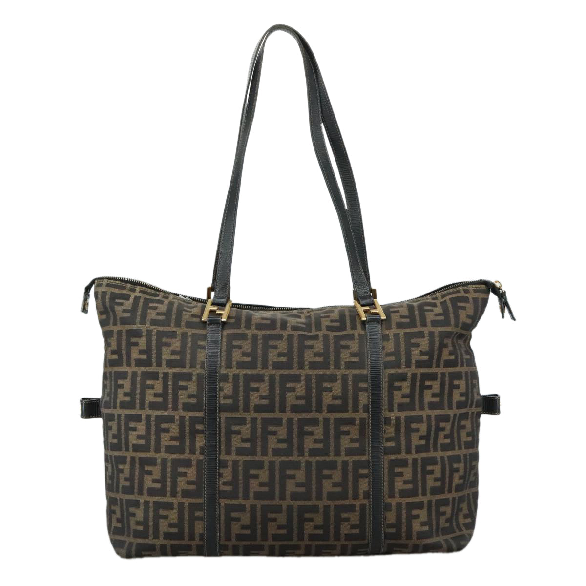 FENDI Zucca Canvas Shoulder Bag Brown Black106963