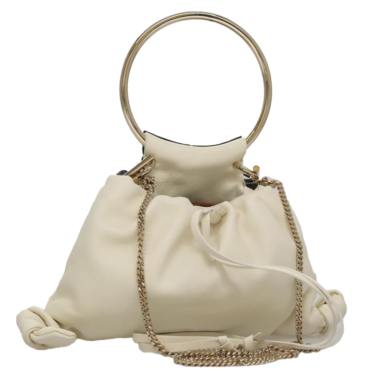 Chloe Arlin Hand Bag Leather 2way White Black 107511