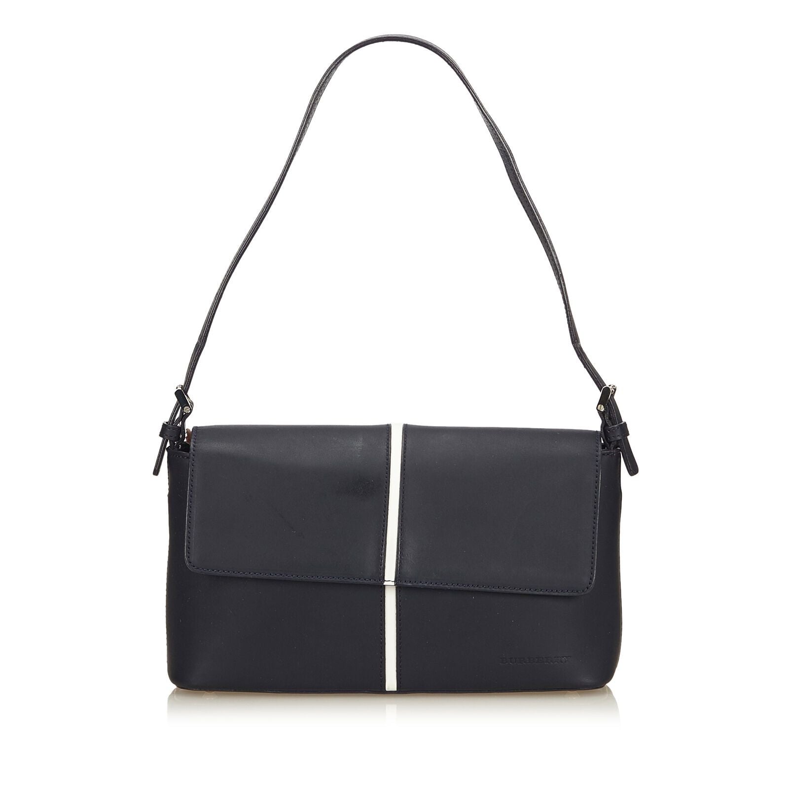 Pre-Loved Burberry Blue Navy Others Leather Baguette United Kingdom