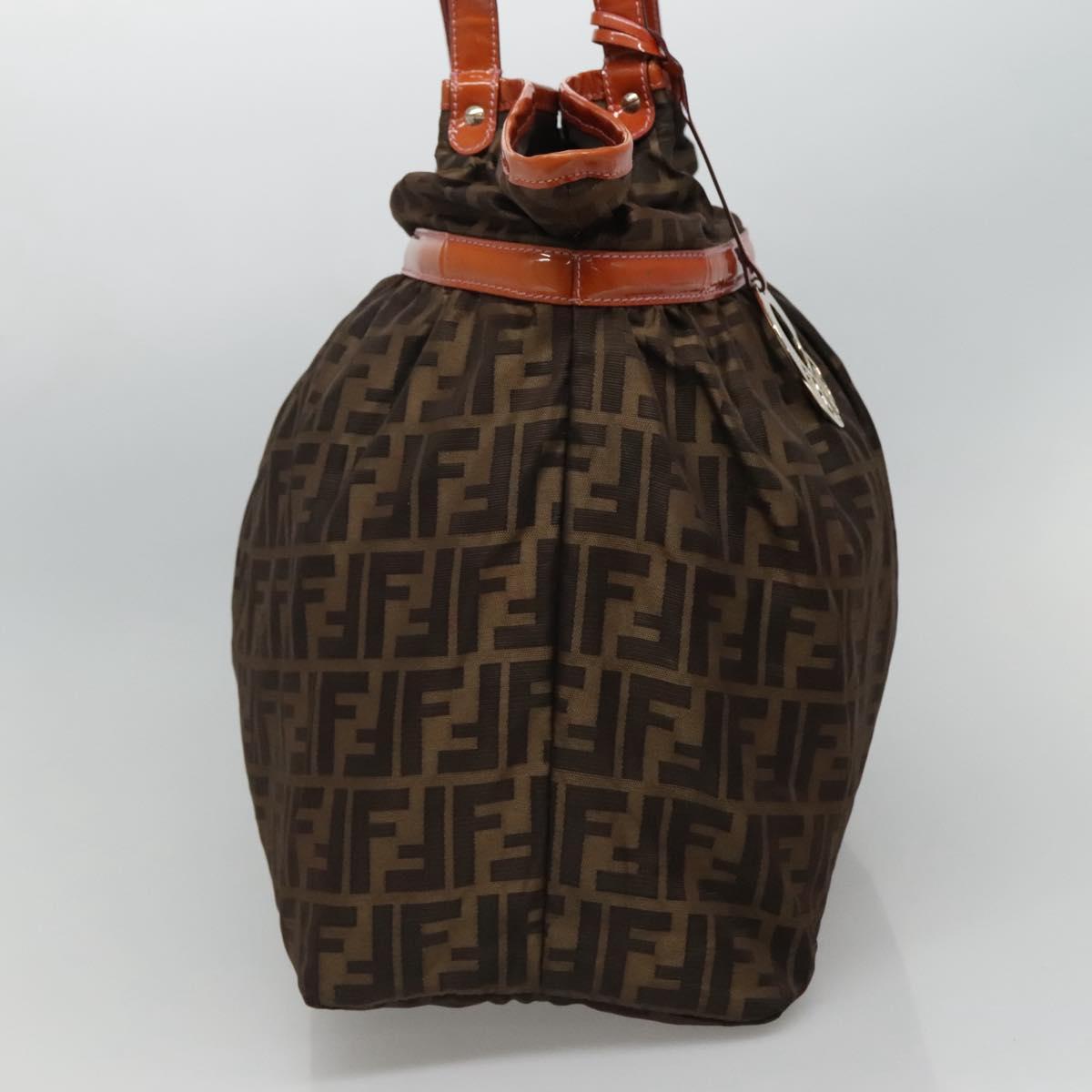 FENDI Zucca Canvas Shoulder Bag Brown Black110282