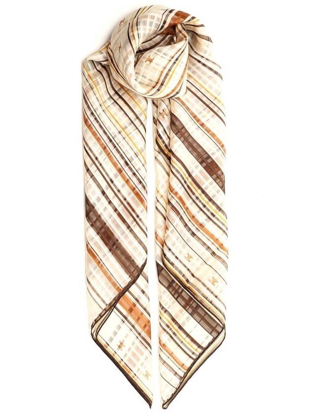 CELINE Beijing Square Striped Silk Scarf