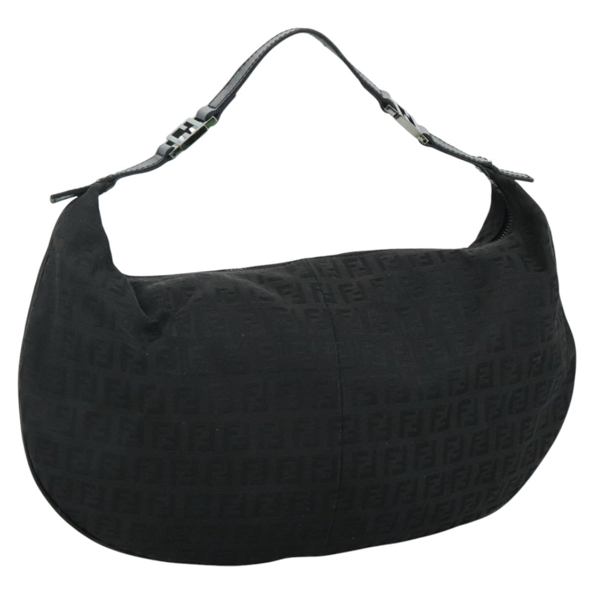 FENDI Zucchino Canvas Shoulder Bag Gold112326