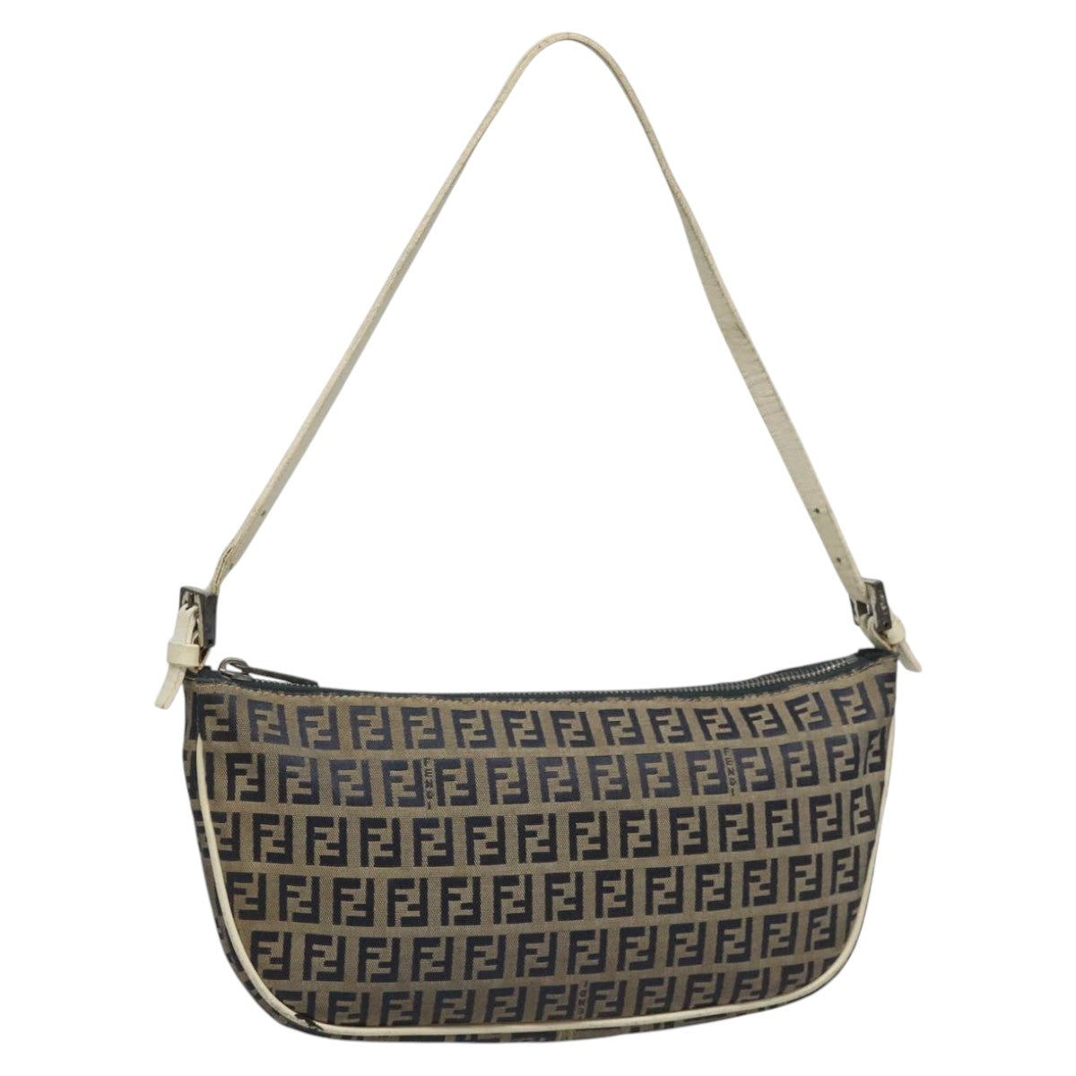FENDI Zucchino Canvas Shoulder Bag Gray112742