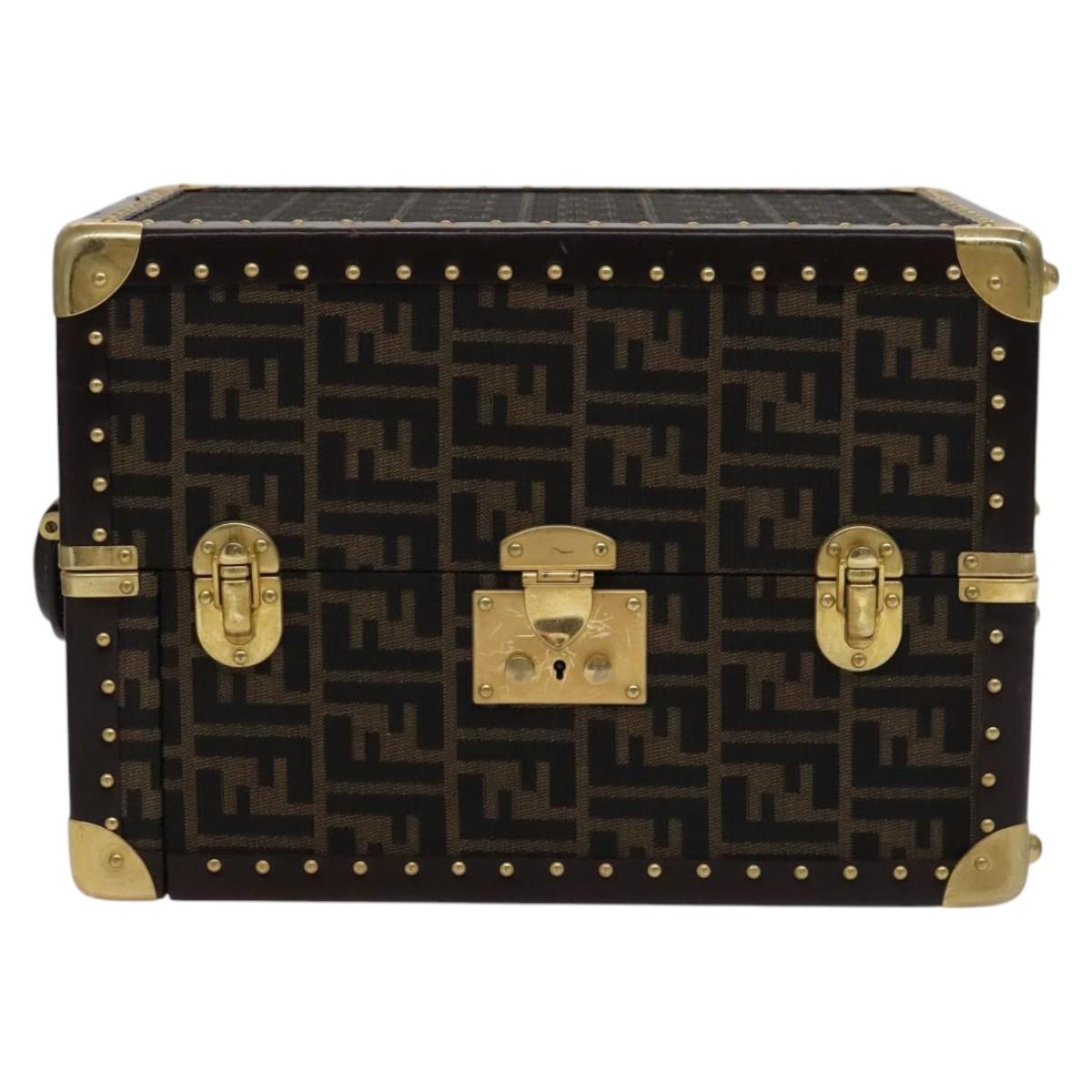 FENDI Zucca Canvas Trunk Jewelry Case Jewelry Box Black Brown113789S