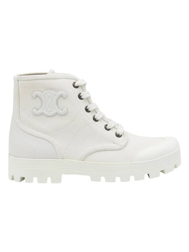 CELINE Logo Patapans Lace Up High Top Sneakers White