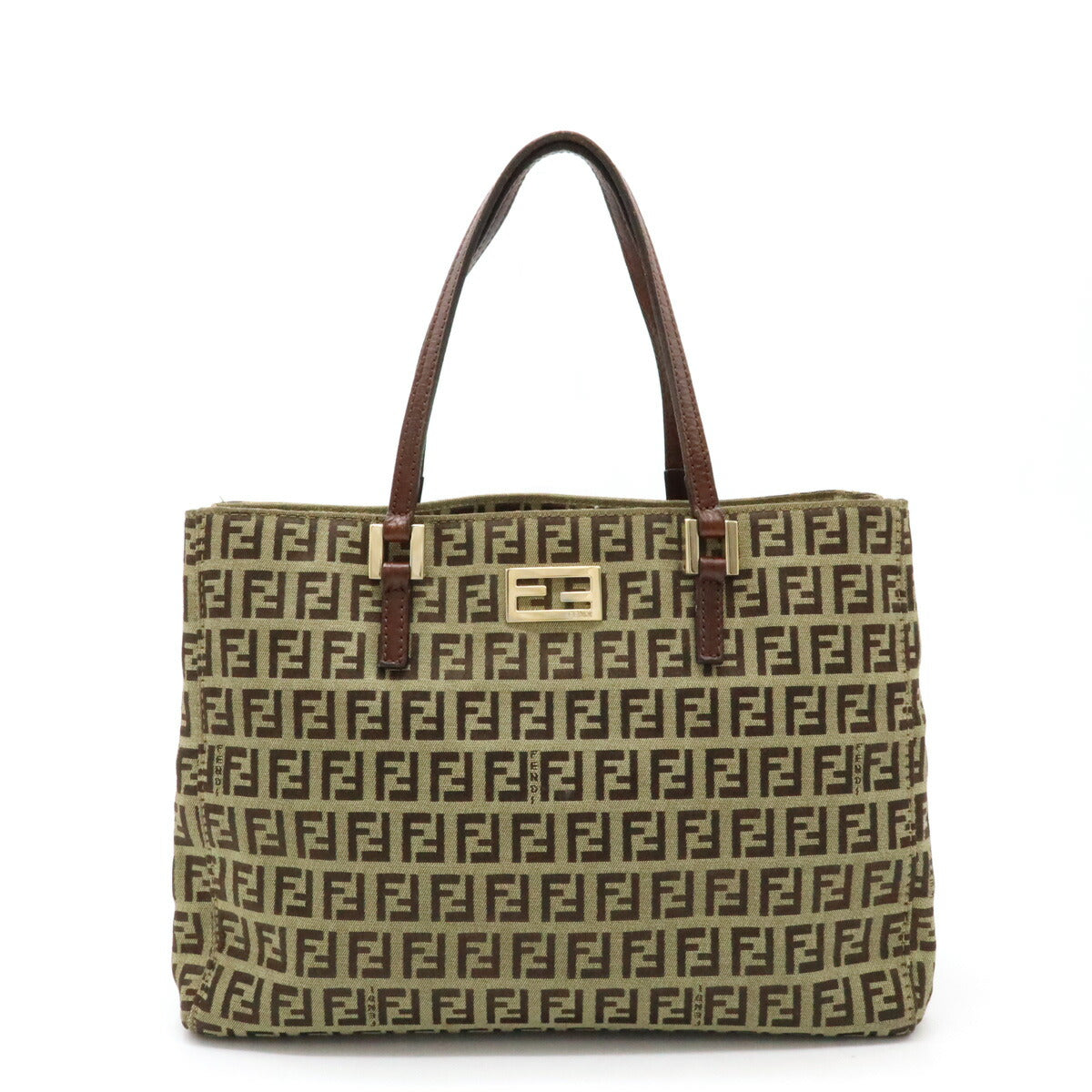 Fendi Zucchino Canvas Leather Mini Tote Bag