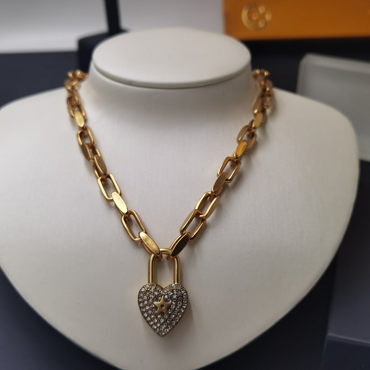 DIOR HEART PADLOCK NECKLACE