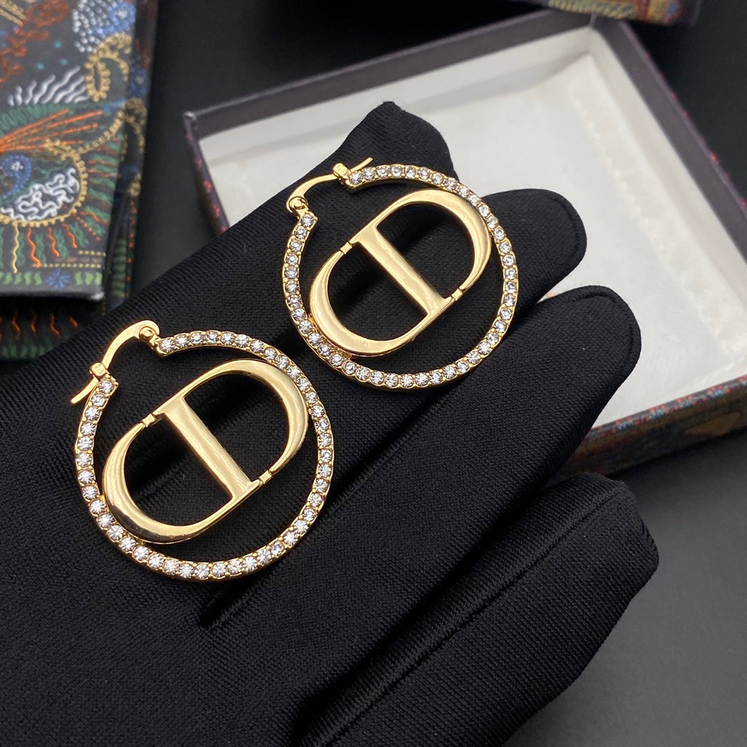 DIOR EARRINGS GOLD DIAMOND 33MM