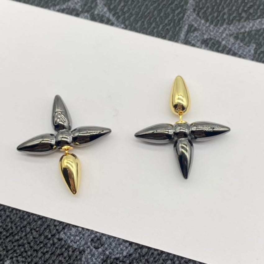 Louis Vuitton LOUISETTE STUD EARRINGS BLACK GOLD