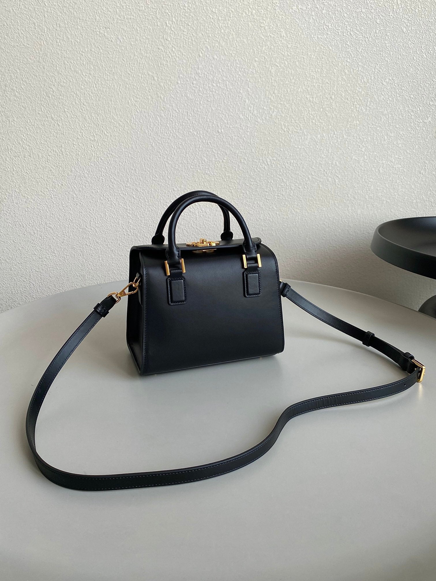 DIOR SMALL BOSTON 22 BLACK BOX CALFSKIN