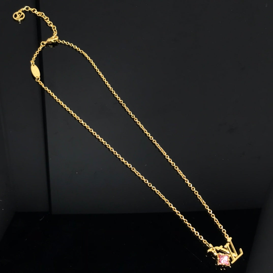 Louis Vuitton LOGO PINK STAR GOLD NECKLACE