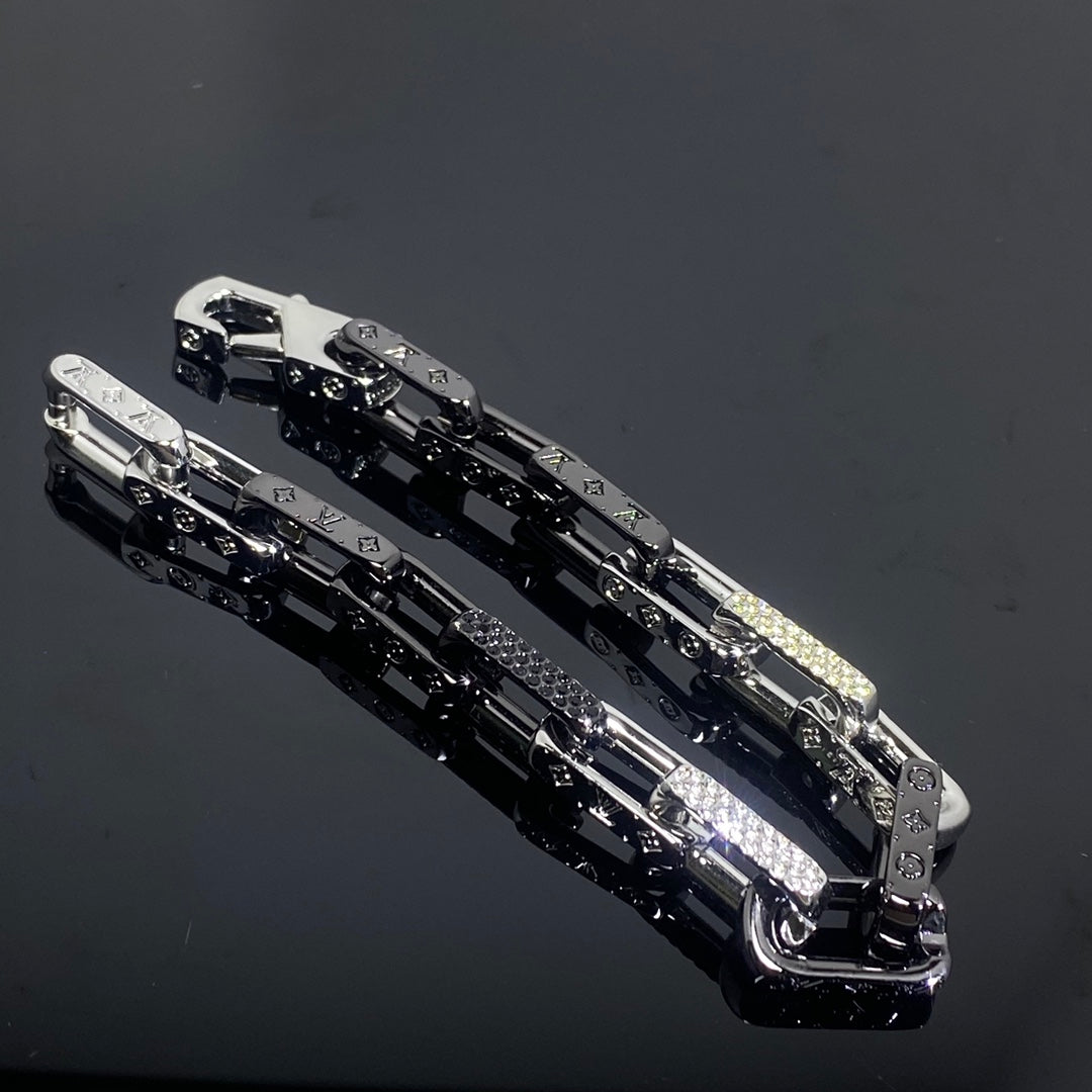 Louis Vuitton MONOGRAM DIAMOND BLACK SILVER BRACELET